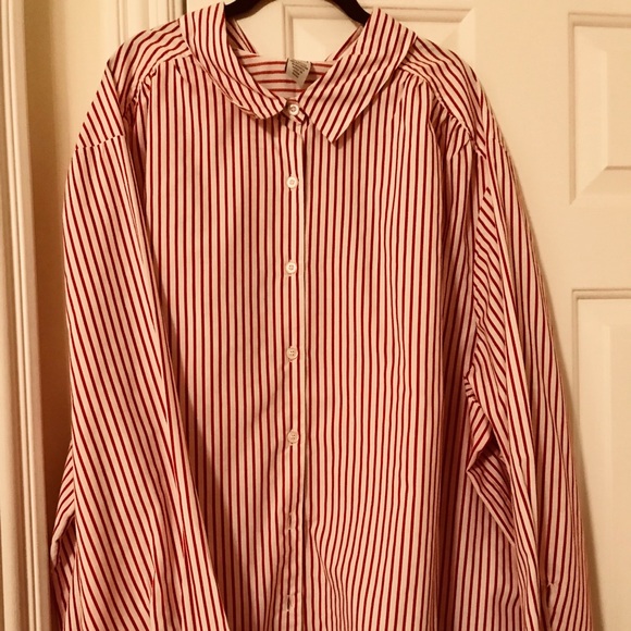 plus size red button down shirt